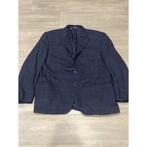 Men's Canali Blue Plaid Wool Italy Blazer 37R